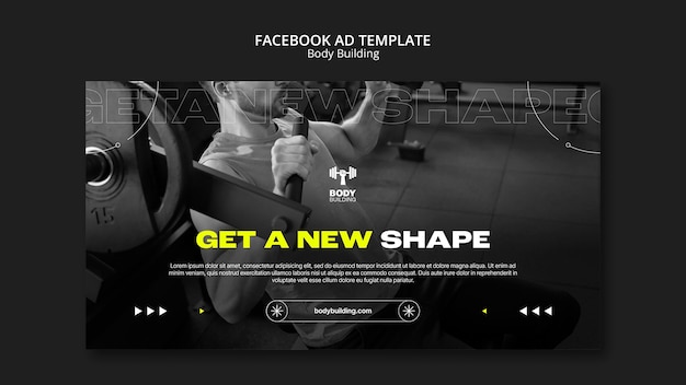 Free PSD body building facebook template