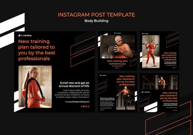 Free PSD body building instagram posts