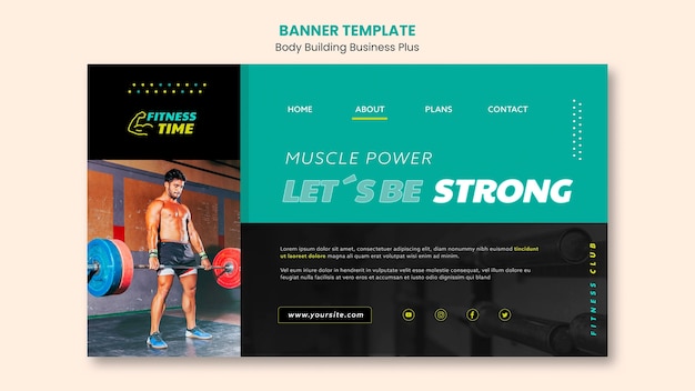 PSD gratuito modello di pagina di destinazione per body building