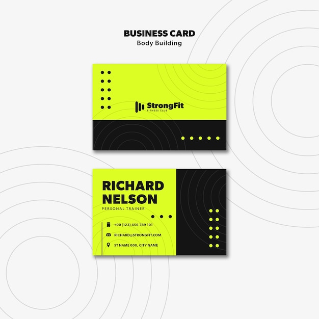 Free PSD body building training business card template