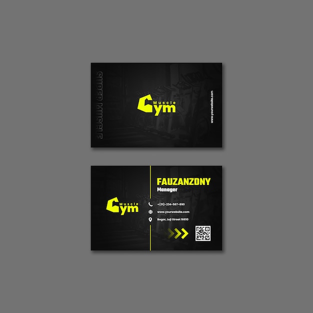 Free PSD body building training business card template