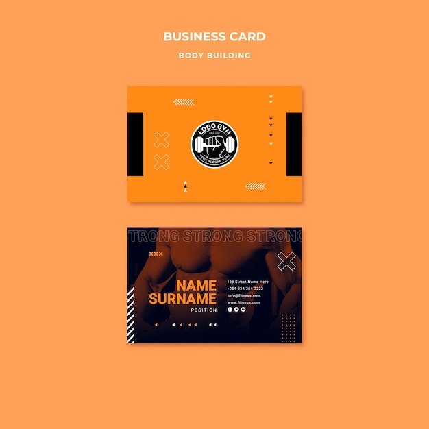 Free PSD body building training business card template