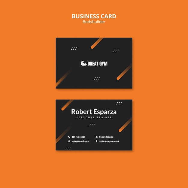 Free PSD body building training business card template