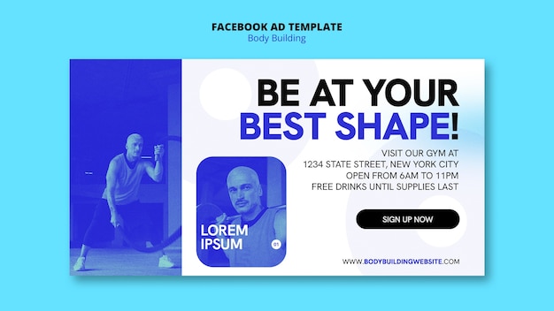 Free PSD body building training  facebook template