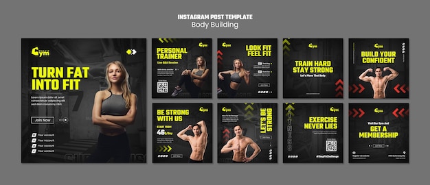 PSD gratuito post di instagram per l'allenamento di body building