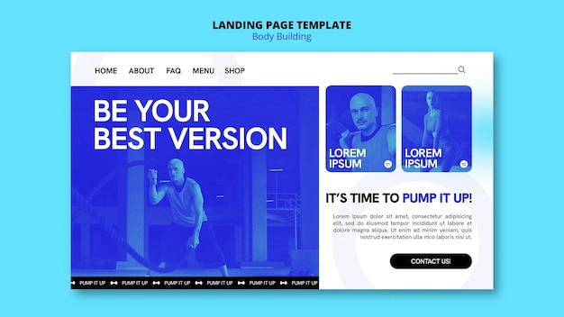 Free PSD body building training landing page template