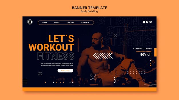 Free PSD body building training landing page