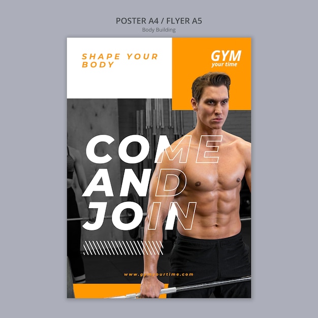 Free PSD Body building training poster template Free PSD Body building training poster template