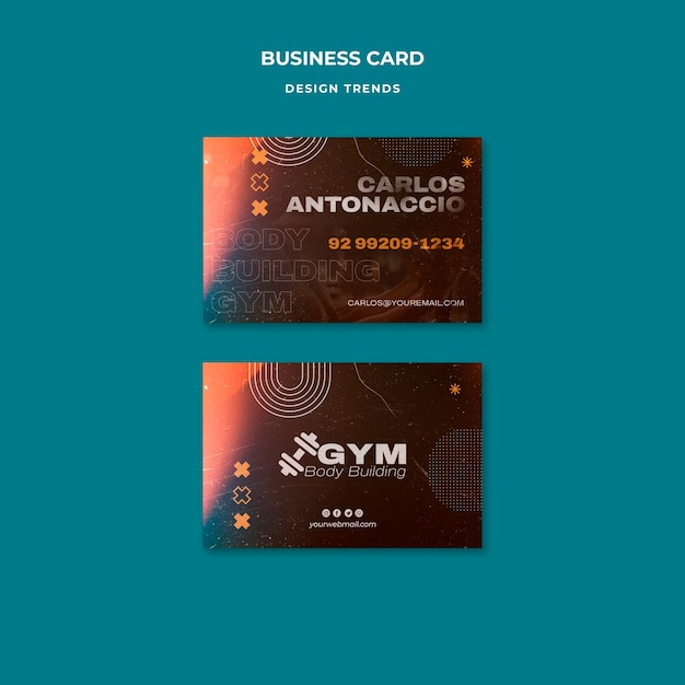 Free PSD body building workout business card template