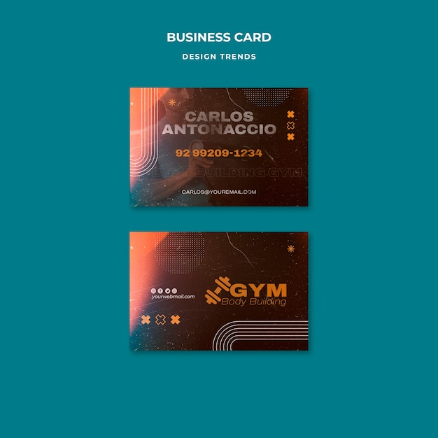 Free PSD body building workout business card template