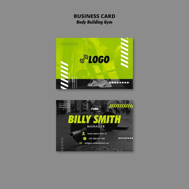 Free PSD body building workout business card template