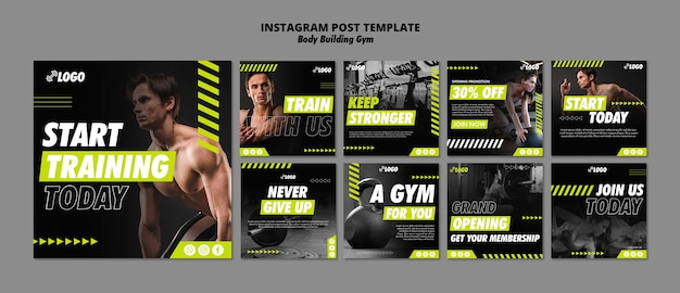 Post di instagram per l'allenamento di body building