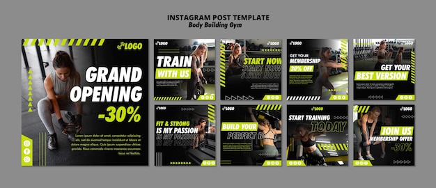 PSD gratuito post di instagram per l'allenamento di body building