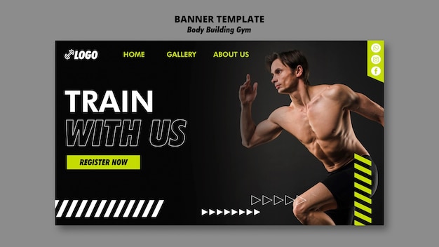 Free PSD body building workout landing page template