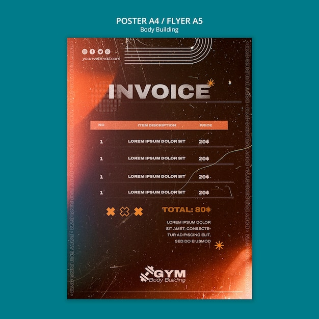 Body building workout poster template