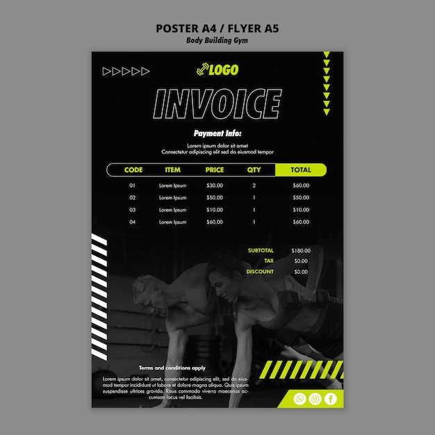 Free PSD body building workout poster template