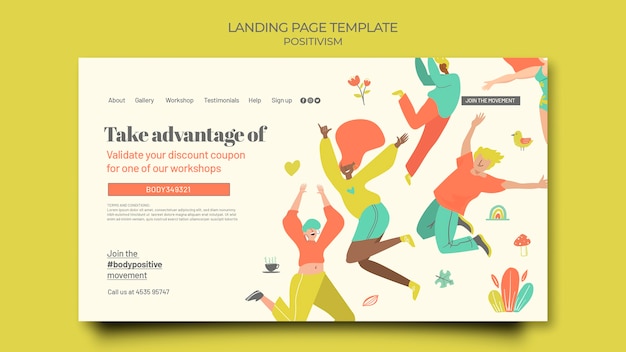 Free PSD body positive landing page template