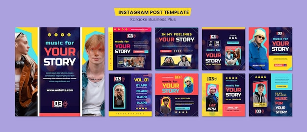 Free PSD bokeh karaoke party instagram posts template