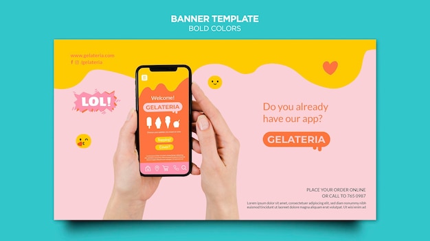 Free PSD bold colors concept banner template