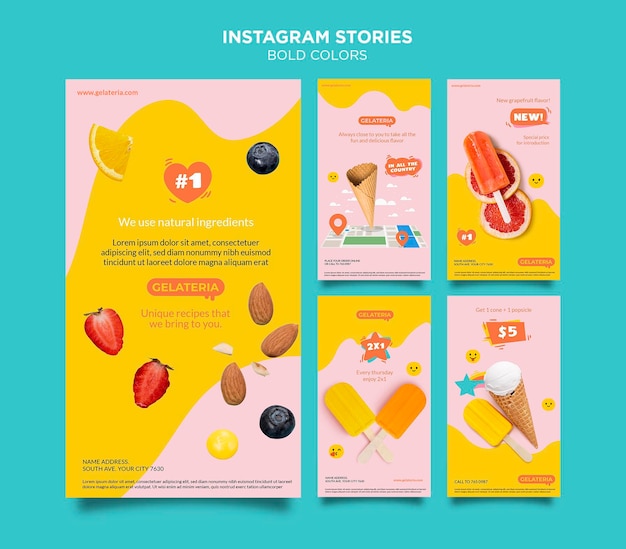 Bold colors concept instagram stories template