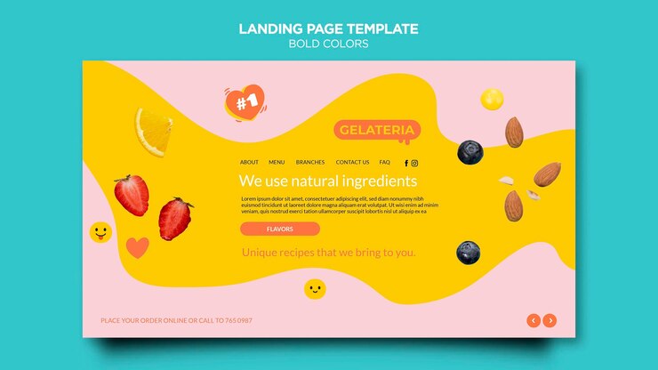 無料PSD 大胆な色のコンセプトのランディングページテンプレート