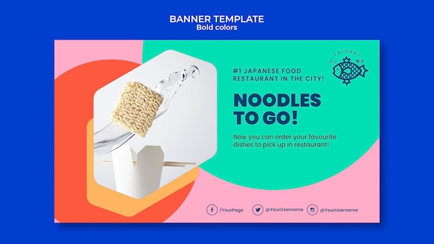 Free PSD bold colors noodles banner template