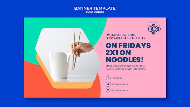 Free PSD bold colors noodles banner template