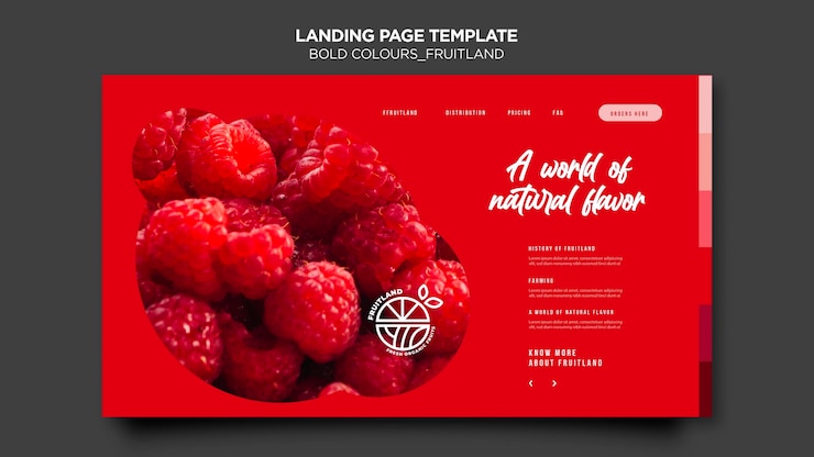 Free PSD bold colours fruitland landing page