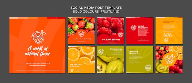 Free PSD bold colours fruitland social media post