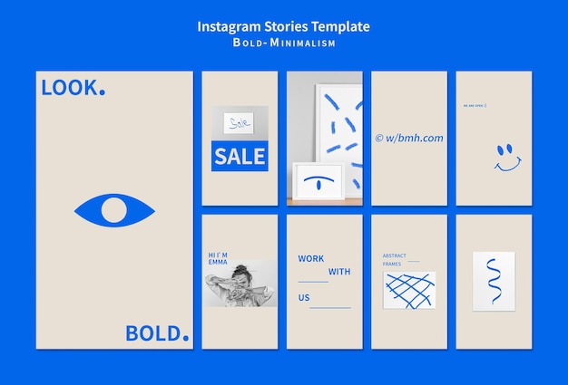 Bold-minimalism social media stories