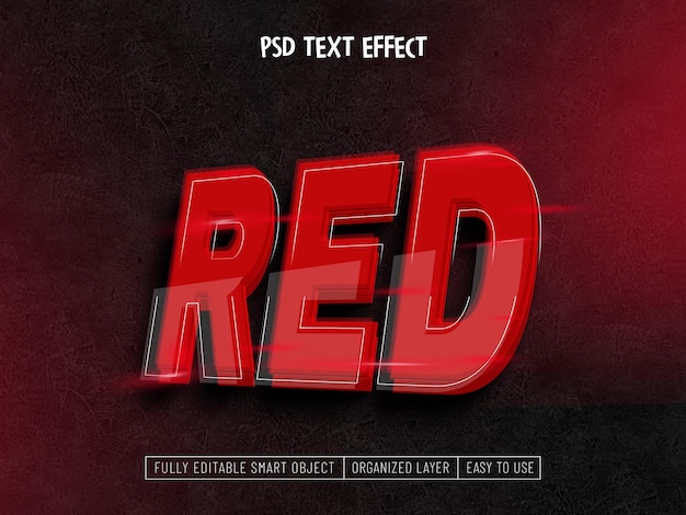 무료 PSD 굵은 빨간색 텍스트 효과
