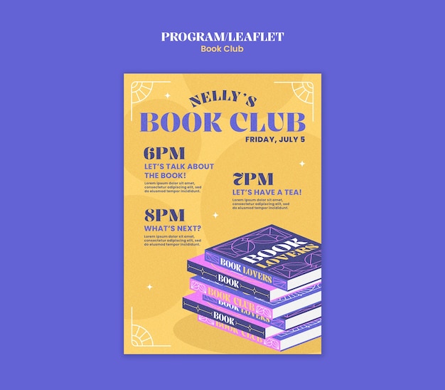 Бесплатный PSD book club template design