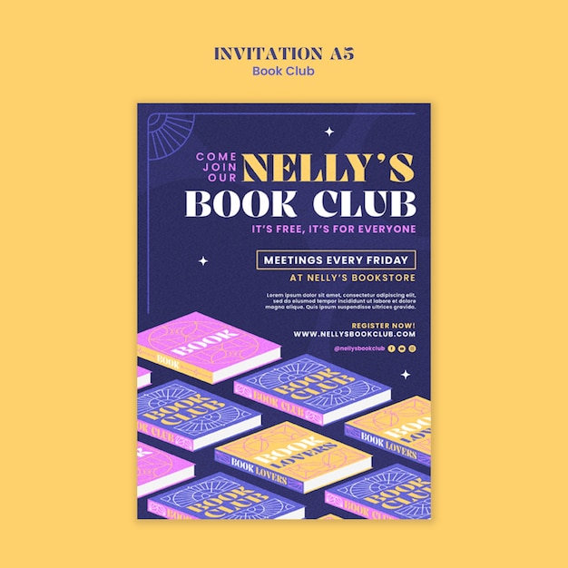 無料PSD book club template design