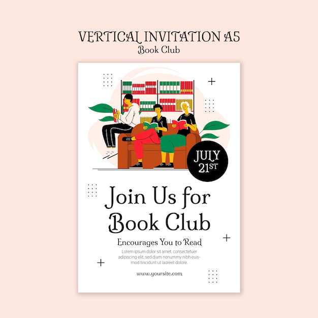 Free PSD book club template design