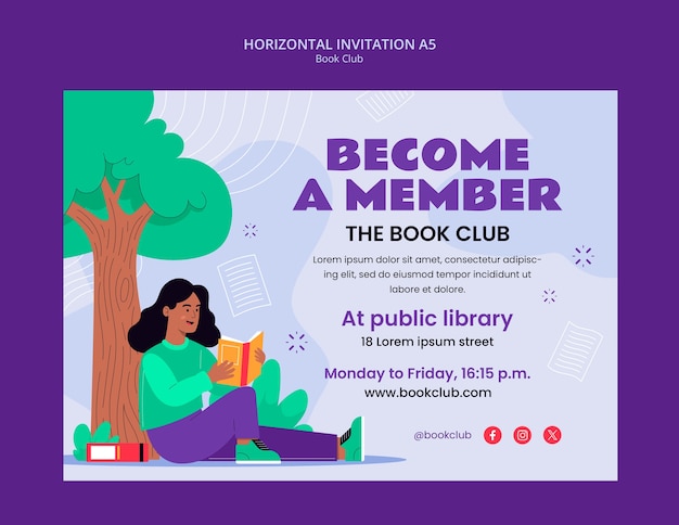 Free PSD book club template design