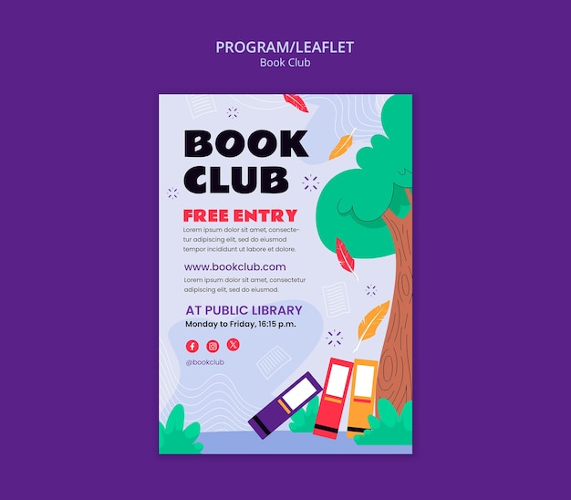 Free PSD book club template design