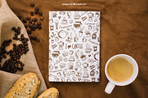 PSD Templates – Book Cover Mockup with Coffee – Free PSD Download