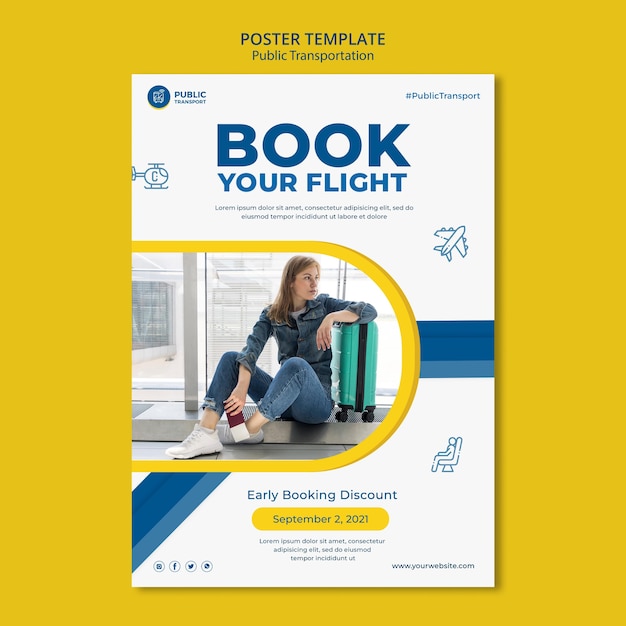 Free PSD book flight poster template