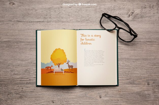 Download Free Psd Book Mockup With Glasses