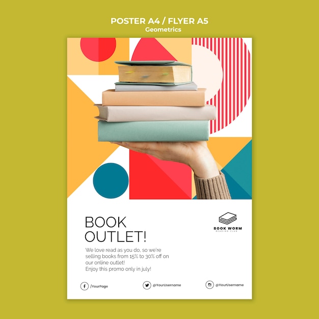 Free PSD book outlet vertical print template