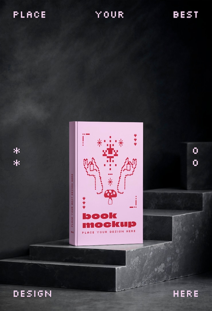 Free PSD book studio low key mockup