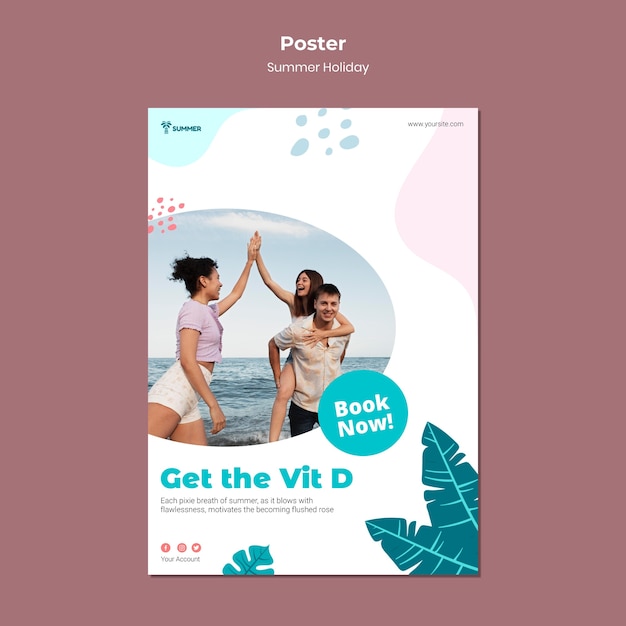 PSD gratuito prenota il modello di poster per le vacanze estive