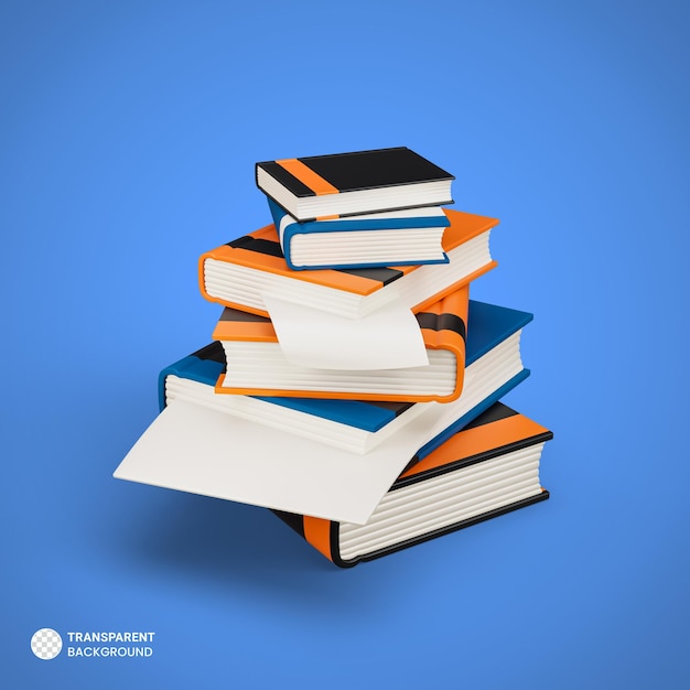 Free PSD books icon isolated 3d render illustration