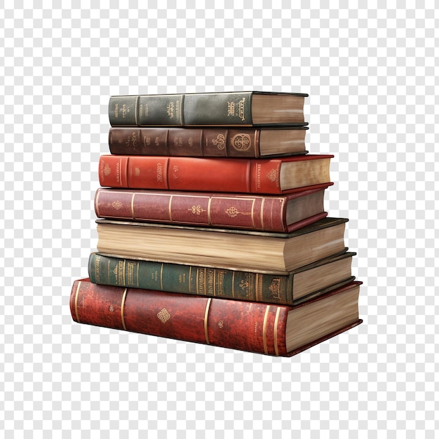 Free PSD books stacked isolated on transparent background