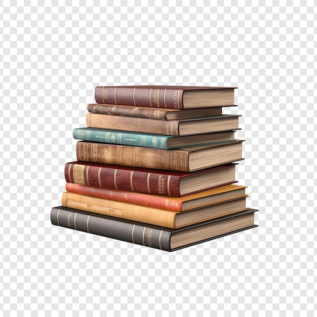 Free PSD books stacked isolated on transparent background