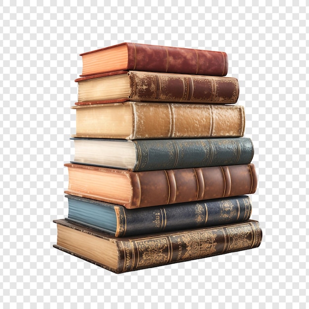 Free PSD books stacked isolated on transparent background