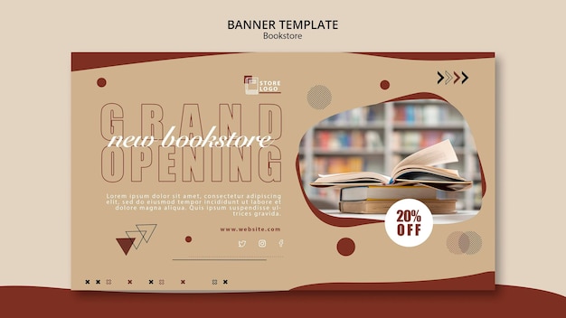 PSD gratuito bookstore modello di banner pubblicitario