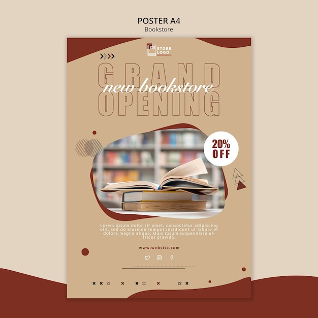 PSD gratuito bookstore modello di poster pubblicitario