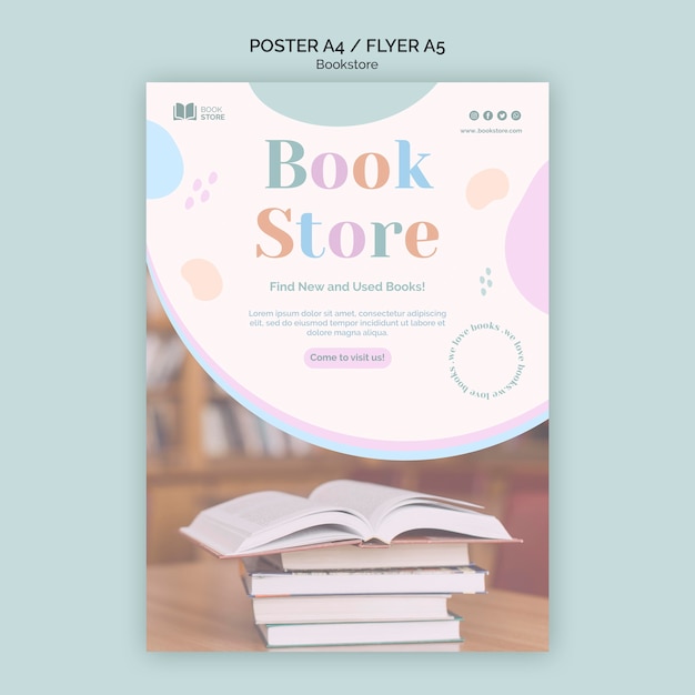 Bookstore ad template poster free PSD for download