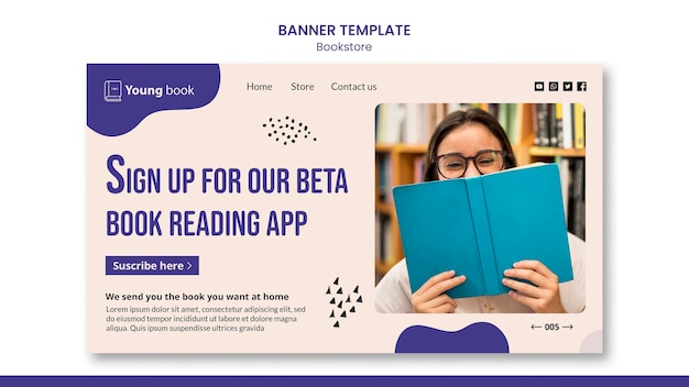 PSD gratuito modello di banner libreria